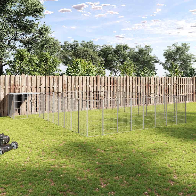 vidaXL Canil 25,41 m² aço prateado 1