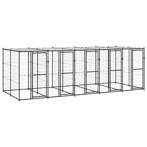 vidaXL Canil de exterior com telhado 12,1 m² aço