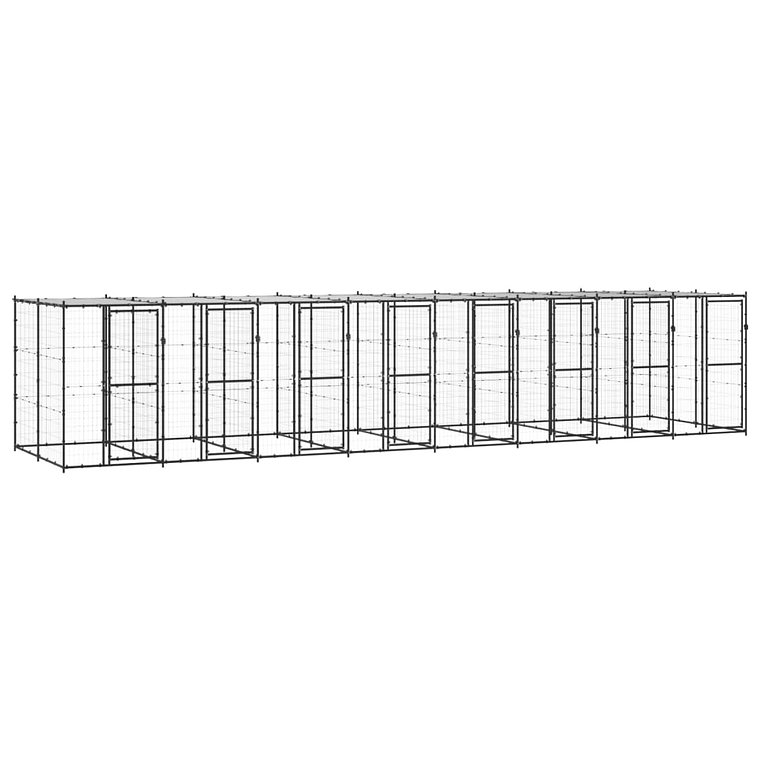 vidaXL Canil de exterior com telhado 19,36 m² aço 1