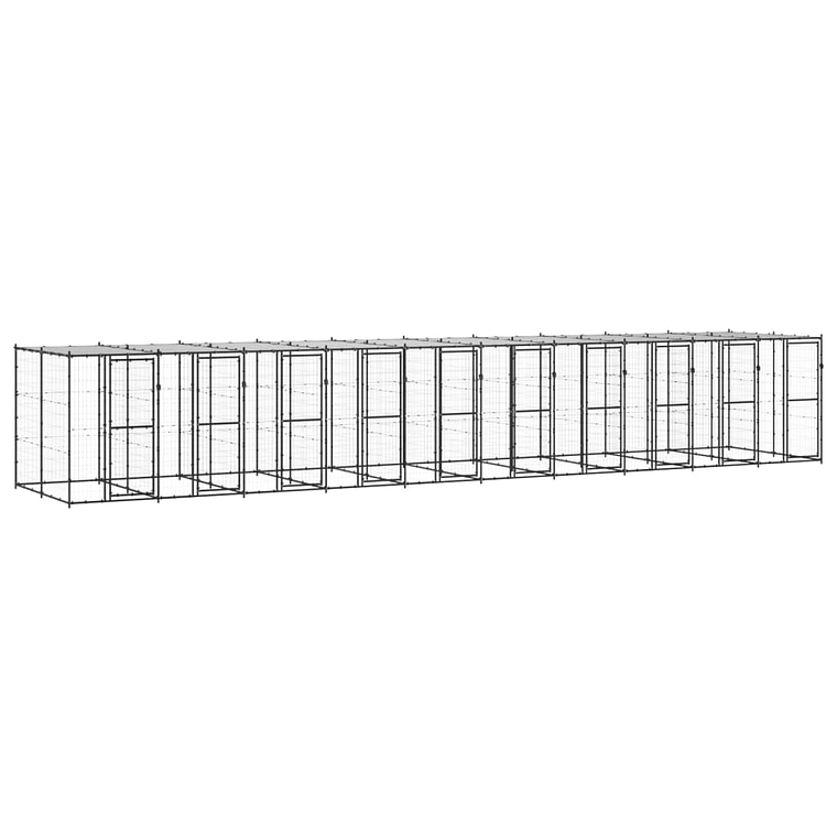 vidaXL Canil de exterior com telhado 24,2 m² aço 1