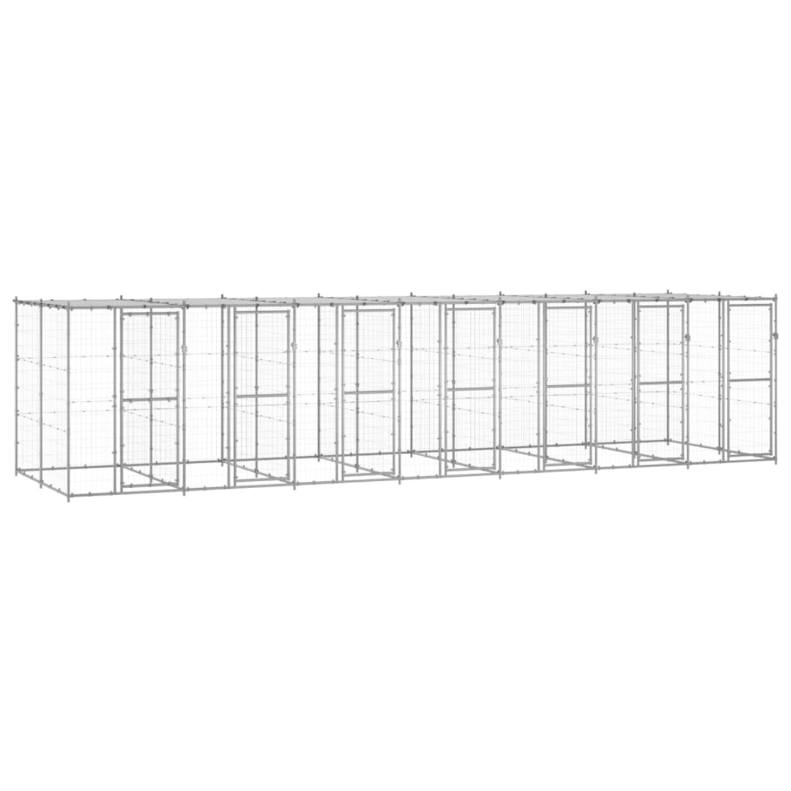 vidaXL Canil de exterior com telhado 16,94 m² aço galvanizado 1