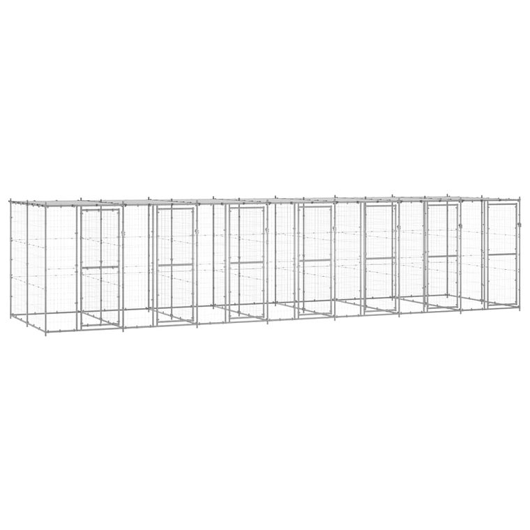 vidaXL Canil de exterior com telhado 16,94 m² aço galvanizado 1