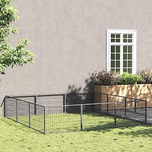 vidaXL Canil para cães 9 m² aço prateado