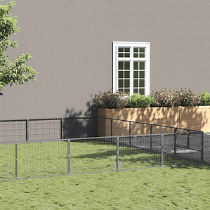 vidaXL Canil para cães 50 m² aço prateado