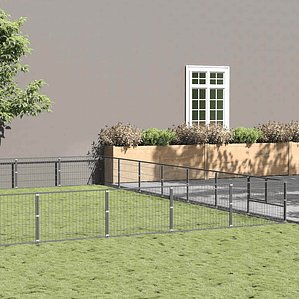 vidaXL Canil para cães 56 m² aço prateado