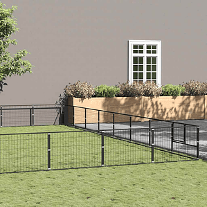 vidaXL Canil para cães 64 m² aço preto