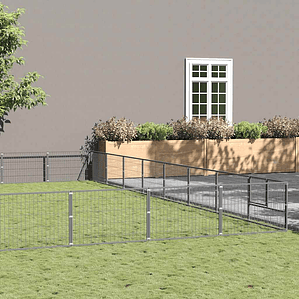 vidaXL Canil para cães 72 m² aço prateado