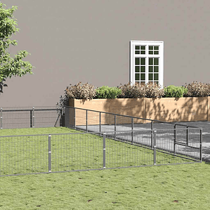 vidaXL Canil para cães 80 m² aço prateado