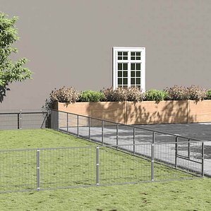 vidaXL Canil para cães 100 m² aço prateado