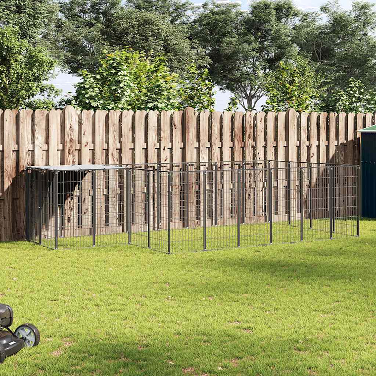 vidaXL Canil 8,47 m² aço preto 1