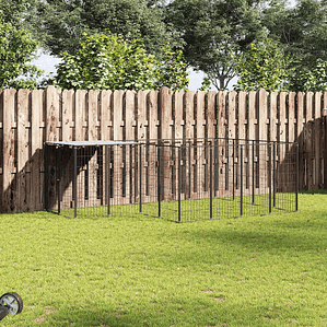 vidaXL Canil para cães 6,05 m² aço preto