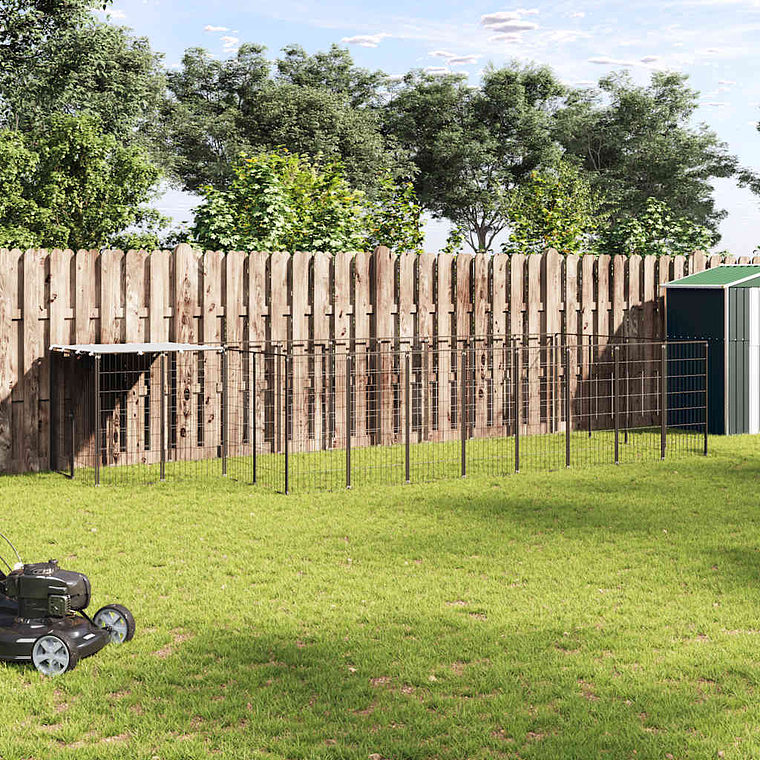 vidaXL Canil 10,89 m² aço preto 1