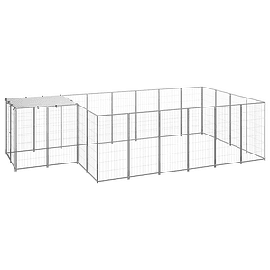 vidaXL Canil 8,47 m² aço prateado  