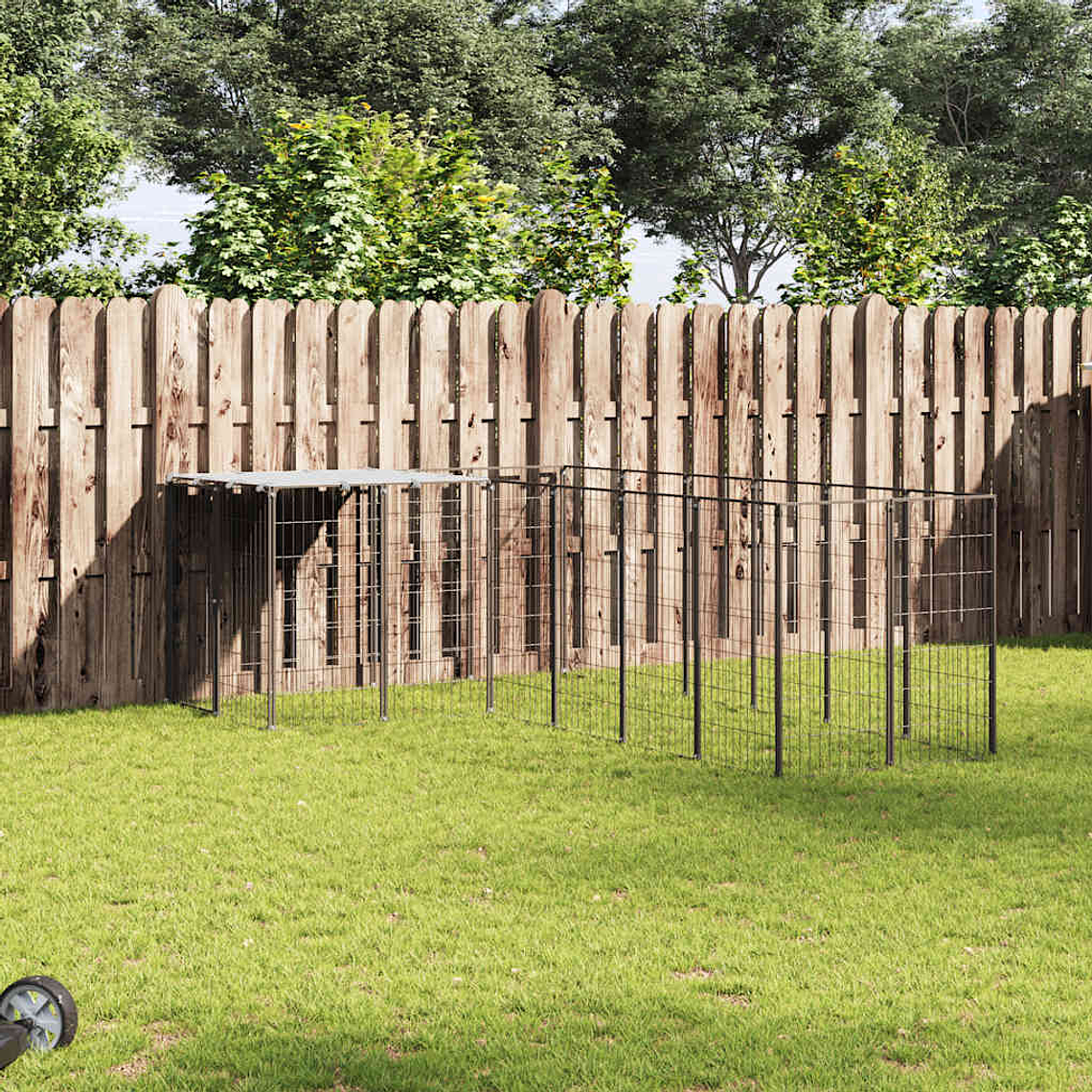 vidaXL Canil 4,84 m² aço preto 1