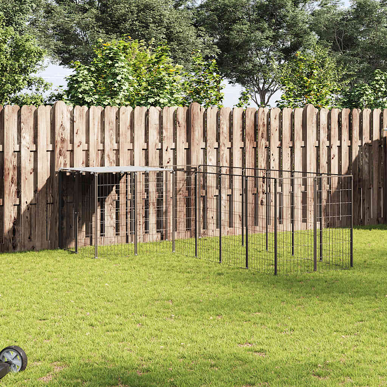 vidaXL Canil 4,84 m² aço preto 1