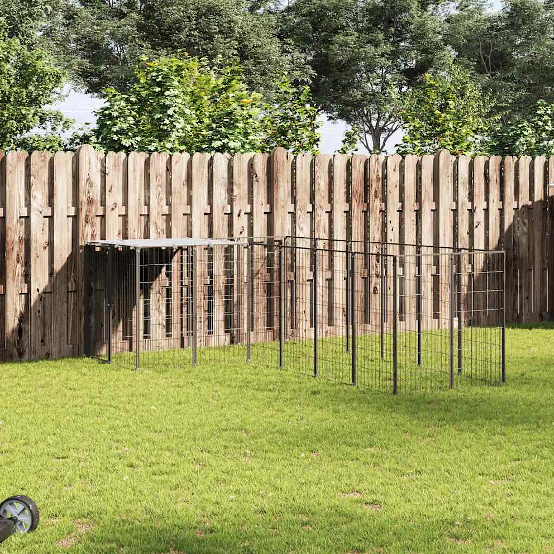 vidaXL Canil 8,47 m² aço preto 1