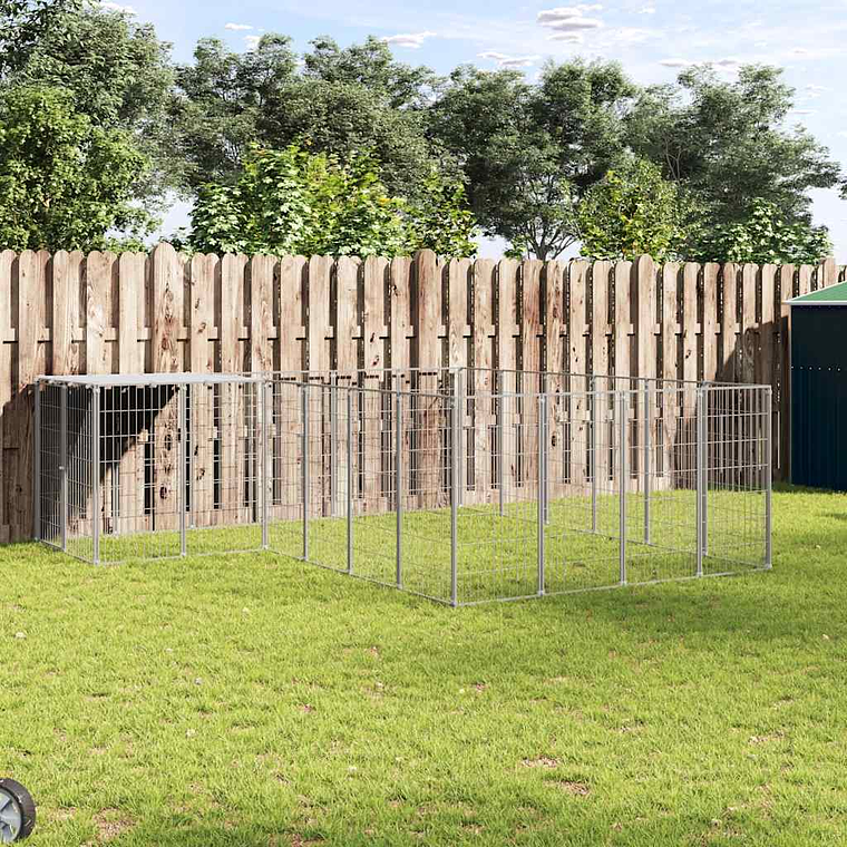 vidaXL Canil 8,47 m² aço prateado 1