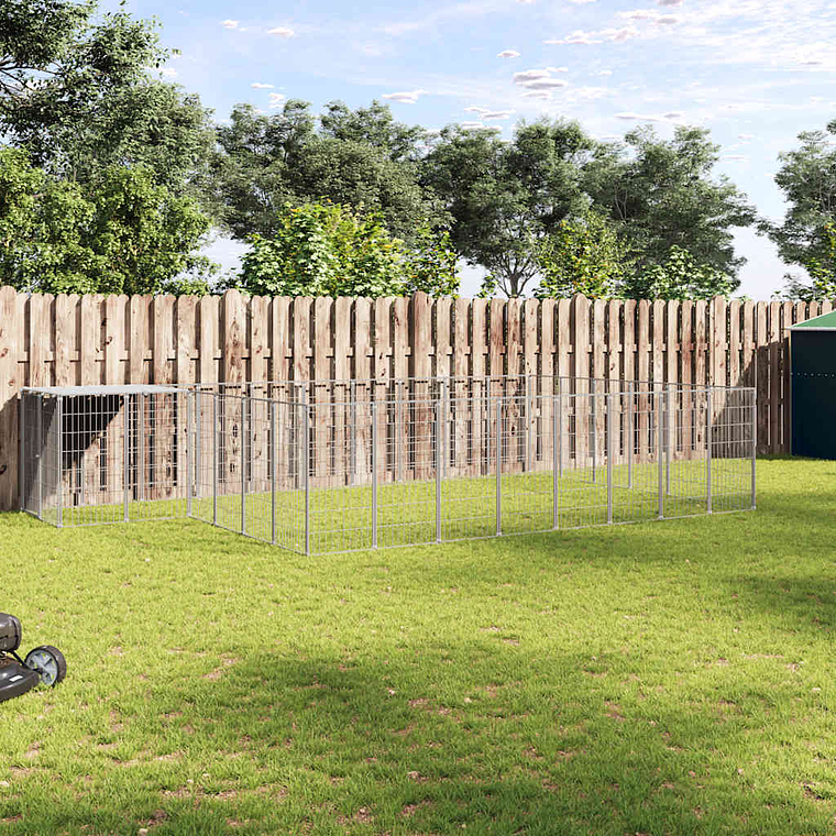 vidaXL Canil 15,73 m² aço prateado 1