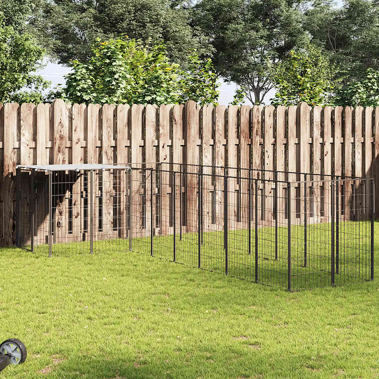 vidaXL Canil 6,05 m² aço preto 1
