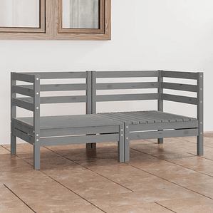 vidaXL Sofá de 2 lugares para jardim pinho maciço cinzento
