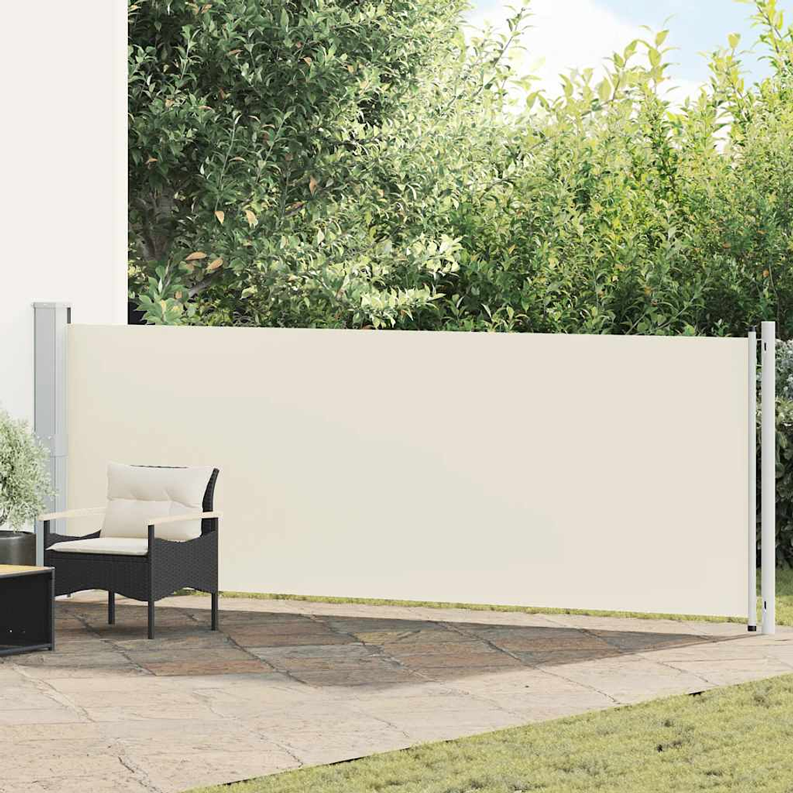 vidaXL Toldo lateral retrátil para pátio 140x600 cm creme 1