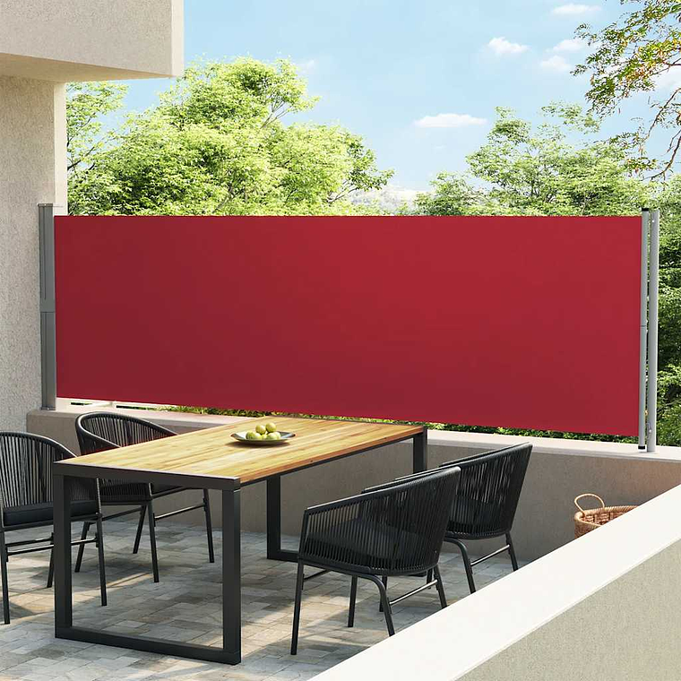 vidaXL Toldo lateral retrátil para pátio 140x600 cm vermelho 1