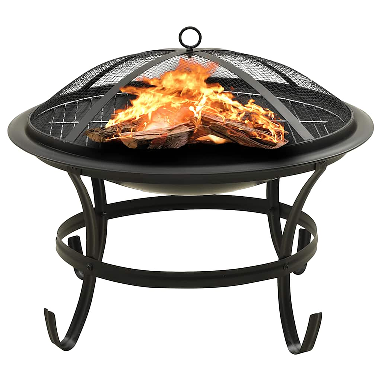 vidaXL Braseira e barbecue 2-em-1 com atiçador 56x56x49 cm aço 1