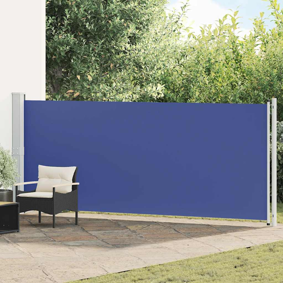 vidaXL Toldo lateral retrátil para pátio 600x160 cm azul 1