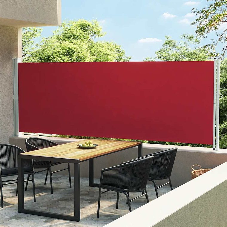 vidaXL Toldo lateral retrátil para pátio 600x160 cm vermelho 1