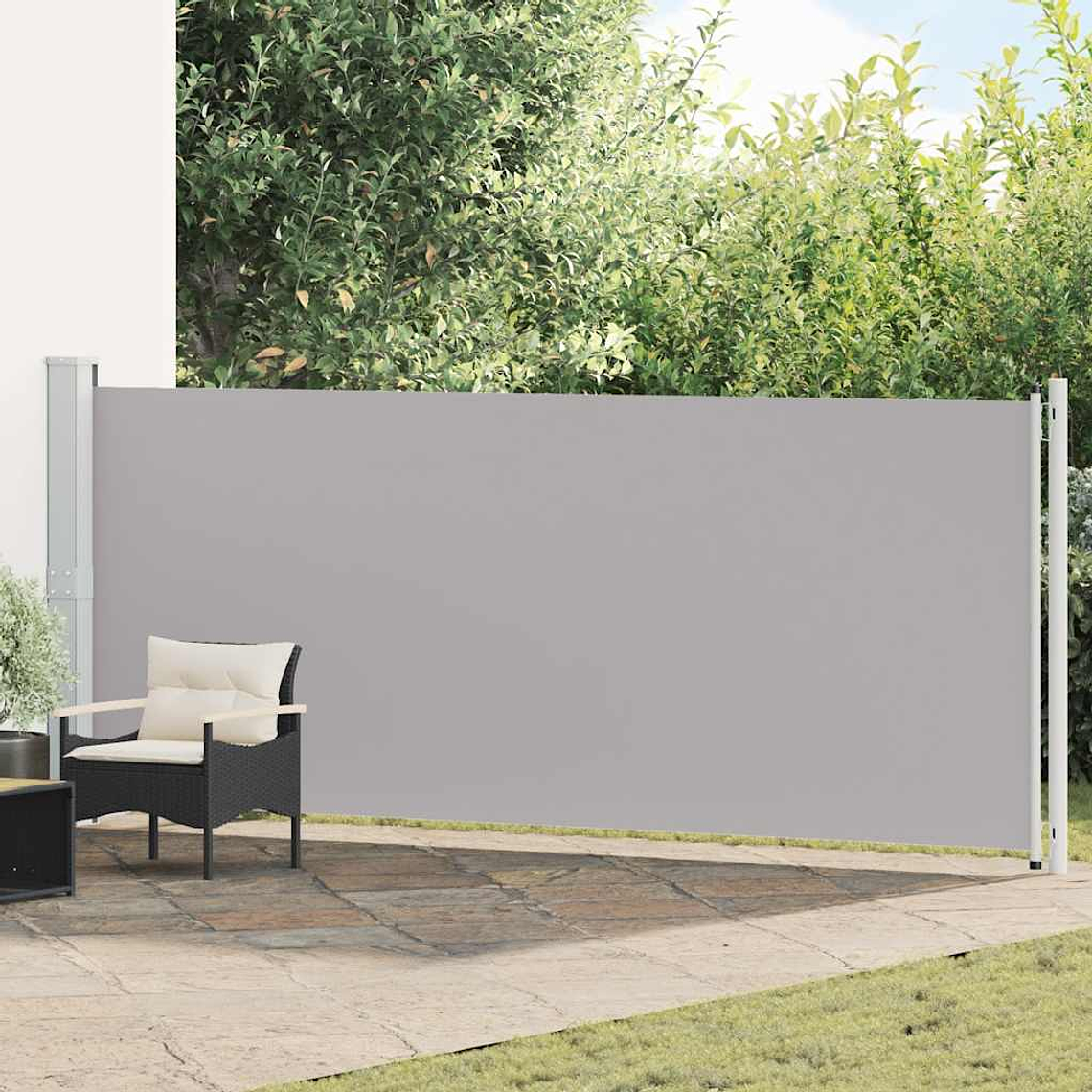 vidaXL Toldo lateral retrátil para pátio 600x160 cm cor cinzento 1