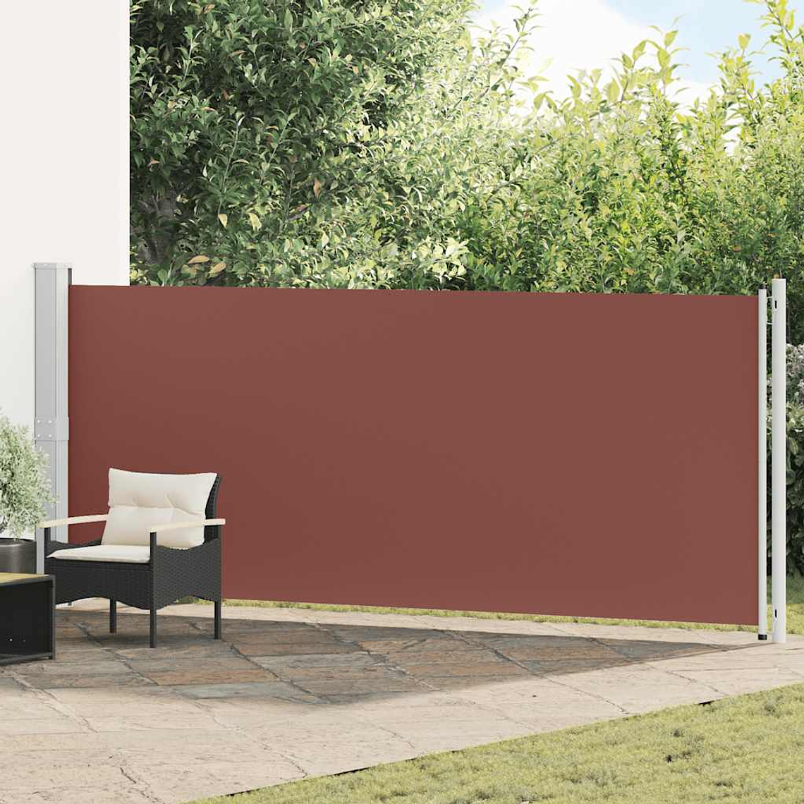 vidaXL Toldo lateral retrátil para pátio 600x160 cm castanho 1