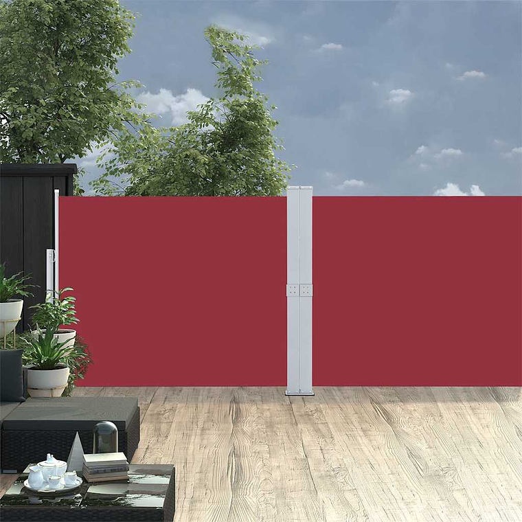 vidaXL Toldo lateral retrátil para pátio 140x1200 cm vermelho 1