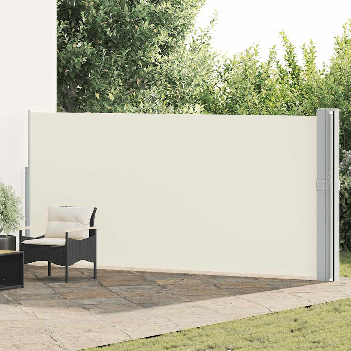vidaXL Toldo lateral retrátil para pátio 170x1200 cm creme 1