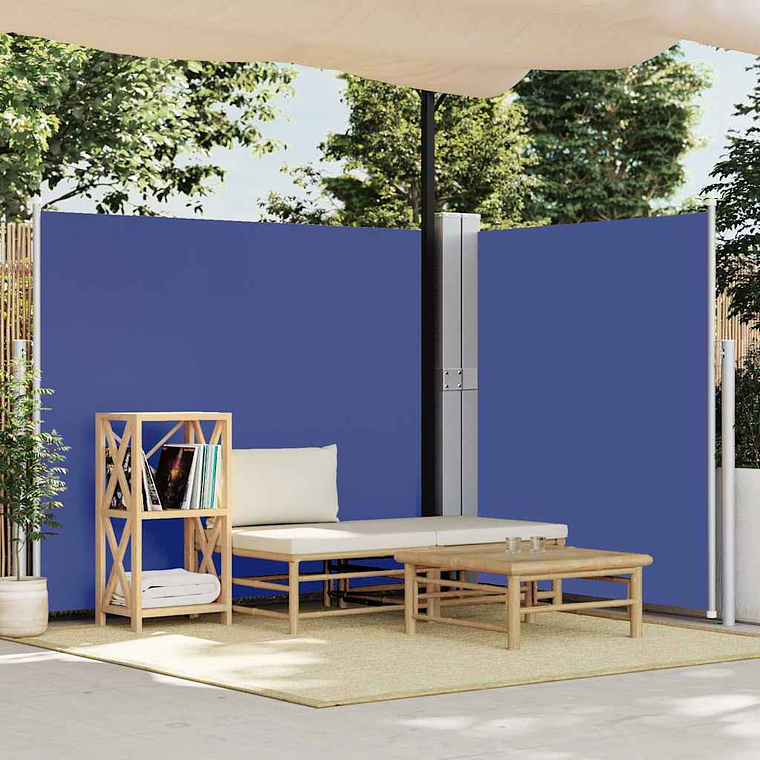 vidaXL Toldo lateral retrátil para pátio 170x1200 cm azul 1
