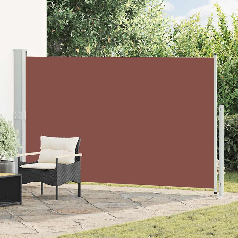 vidaXL Toldo lateral retrátil para pátio 180x300 cm castanho 1