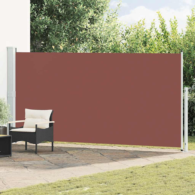 vidaXL Toldo lateral retrátil para pátio 180x500 cm castanho 1