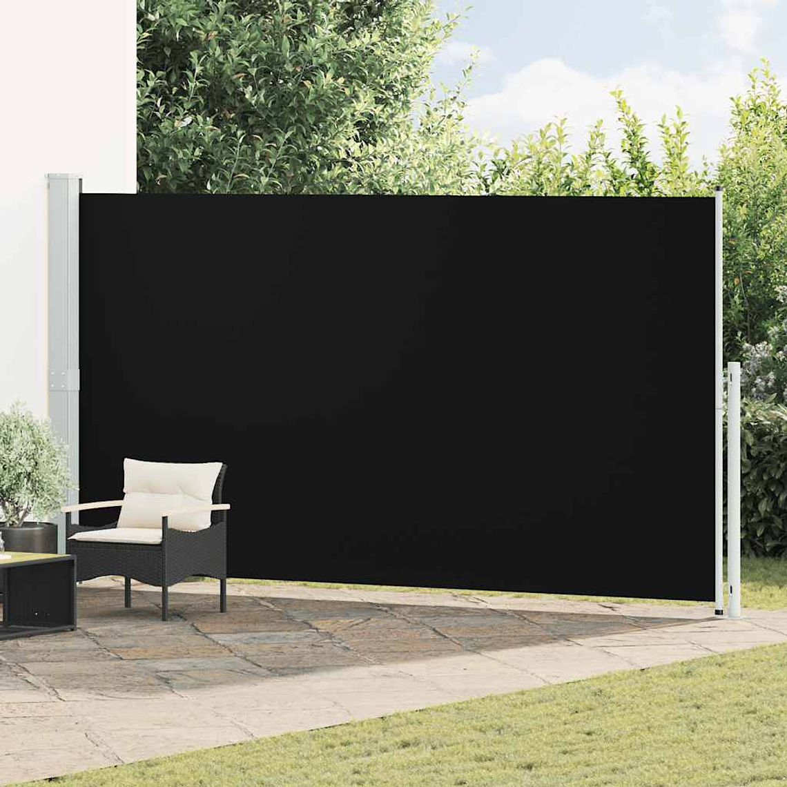 vidaXL Toldo lateral retrátil para pátio 200x500 cm preto 1