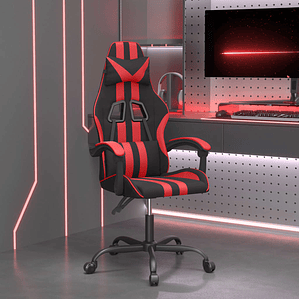 vidaXL Cadeira de gaming couro artificial preto e vermelho