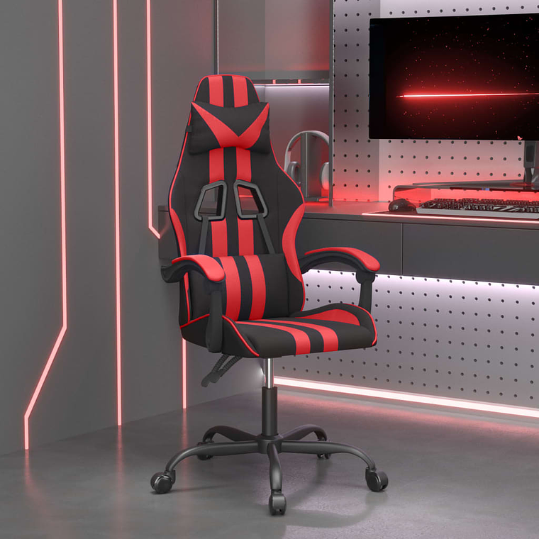 vidaXL Cadeira de gaming couro artificial preto e vermelho 1