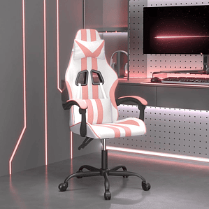 vidaXL Cadeira gaming couro artificial branco e rosa