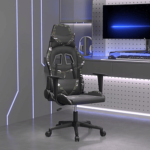 vidaXL Cadeira gaming couro artificial preto e camuflado