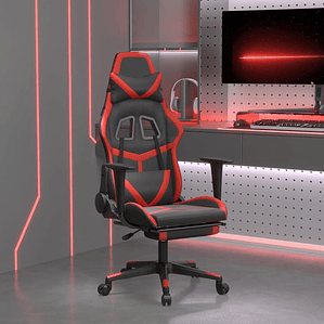 vidaXL Cadeira gaming c/ apoio pés couro artificial preto e vermelho