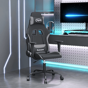 vidaXL Cadeira de gaming tecido preto e cinzento claro