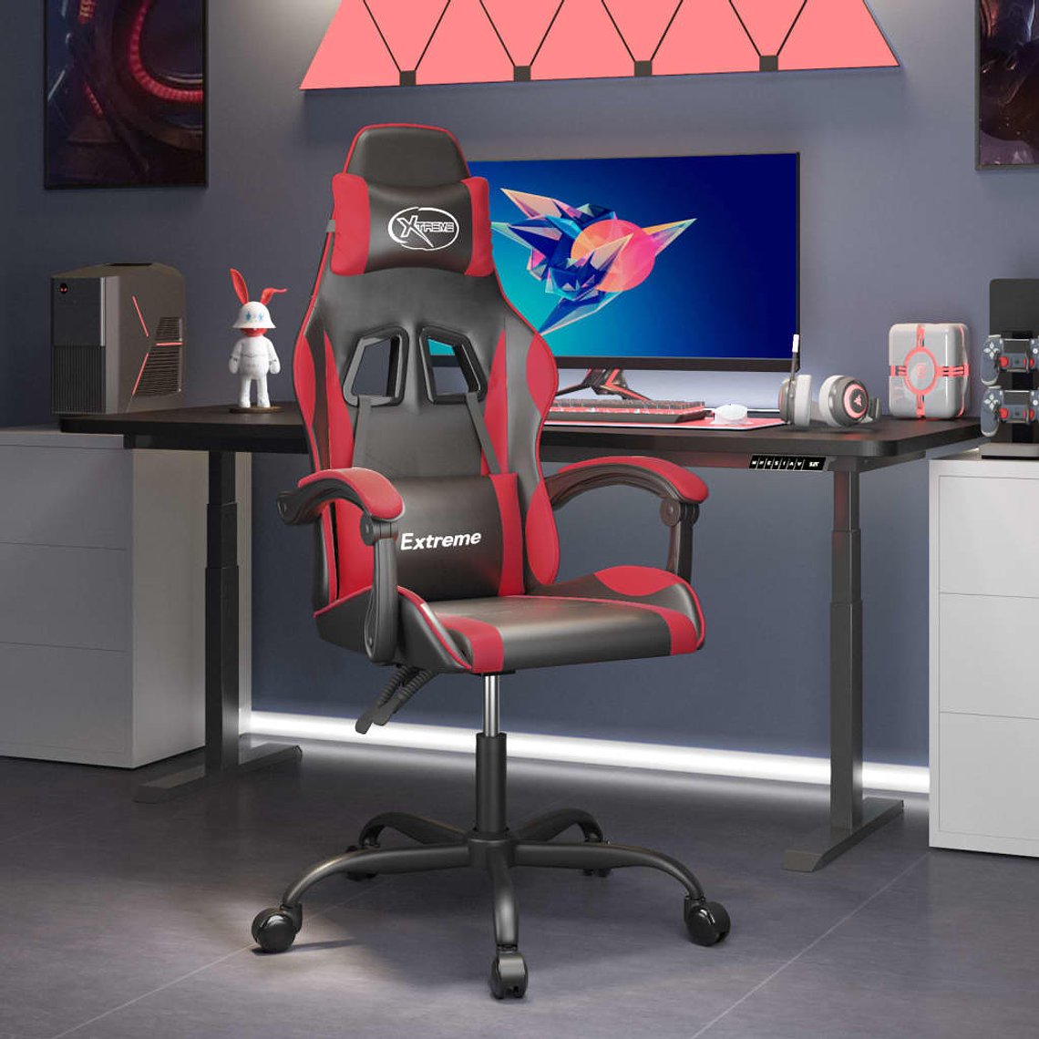 vidaXL Cadeira de gaming couro artificial preto e vermelho 1