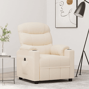 vidaXL Poltrona reclinável elétrica tecido cor creme