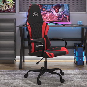 vidaXL Cadeira de gaming couro artificial preto e vermelho