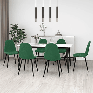 vidaXL Cadeiras de jantar 6 pcs veludo verde-escuro