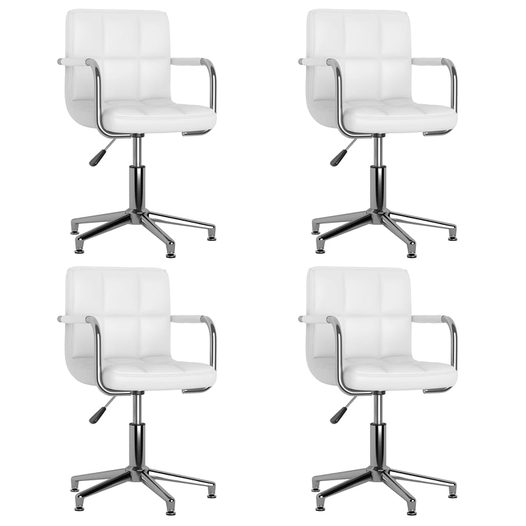 vidaXL Cadeiras de jantar giratórias 4 pcs couro artificial branco 1