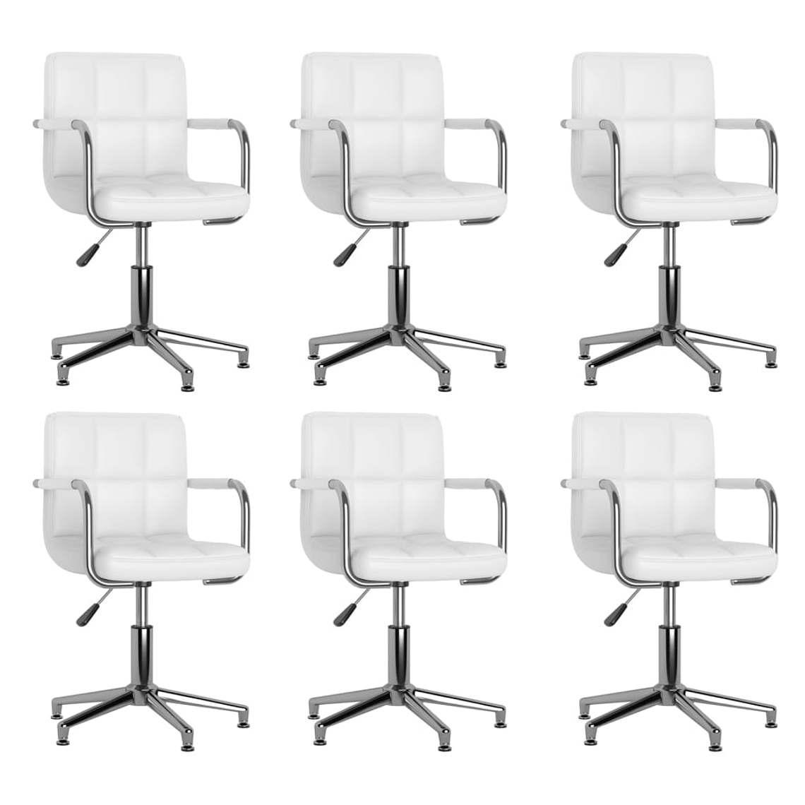 vidaXL Cadeiras de jantar giratórias 6 pcs couro artificial branco 1