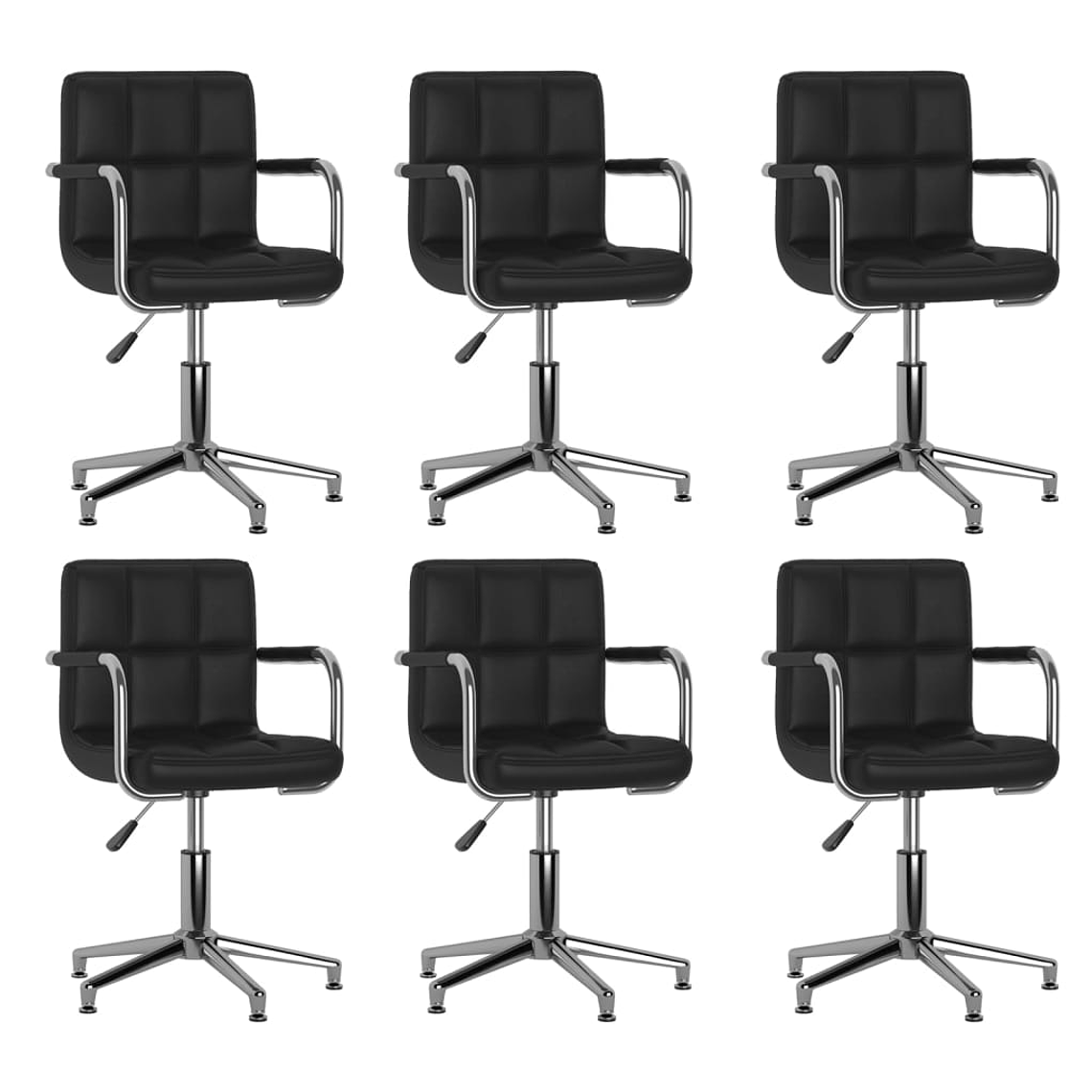 vidaXL Cadeiras de jantar giratórias 6 pcs couro artificial preto 1